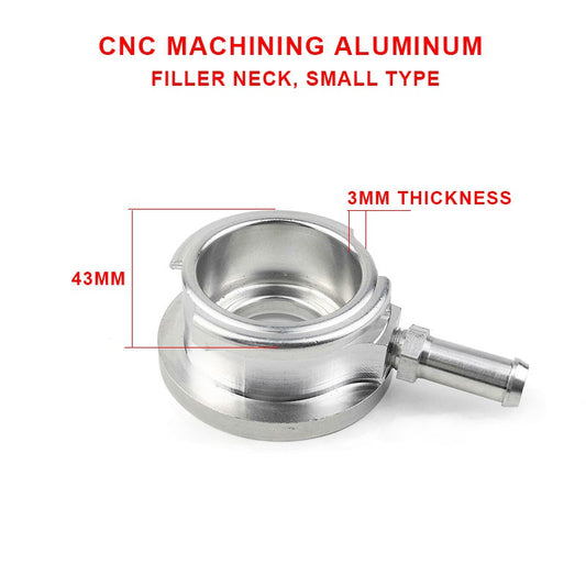 CNC Machining Thicken Aluminum Filler Neck Bolt-on Small/Medium/Large Size Aluminum Water Inlet Seat